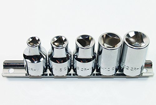Craft-Equip 5tlg. Dreikant Steckschlüsselsatz 1/2″ Steckschiene M5-M12 - 4