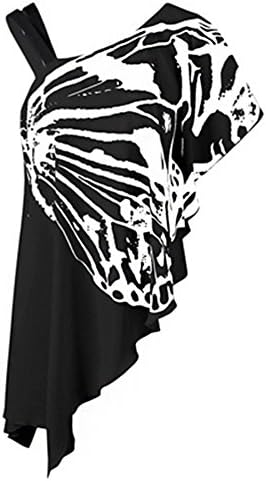 Women T-shirt , Summer Crop Top , Sexy Short Sleeve - Butterfly Print Fashion - Skew Strappy Off Shoulder Tee Shirt - For Women - PRIAMS 7
