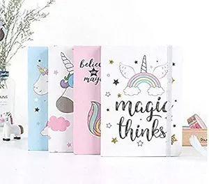 SUPPLYBEL Pack of 1- A5 Sized Unicorn Themed Beautifully Printed Hard Cover Diary/Journal/Notebook/Personal Organizer for Girls and Kids (Random Color)