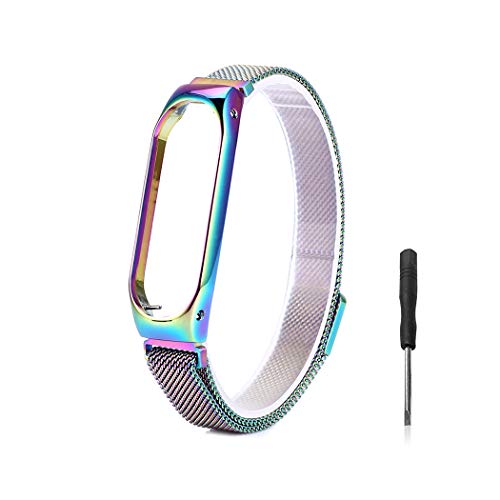 Wanfei Pulsera Xiaomi Mi Band 3 Correa, Band 3 Correa de Metal Pulseras de Repuesto Correa de Recambio Brazalete Extensibles para Xiaomi Mi Band 3 (No Sensor/No Host)
