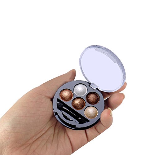 5 Farben Pigment Lidschatten Lidschatten Puder Faltenbalg Metallic-Schimmer-warme Farbe - 3