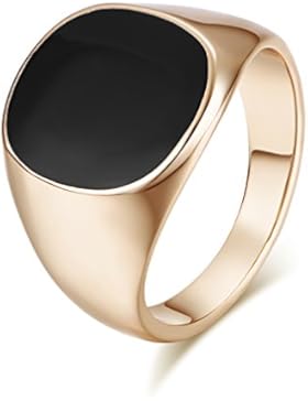 Yoursfs Schwarze Quadrat Solitär Ringe/18K Golden Vergoldete Halo Plain Opal kleinen Fingerringe für Cool Man...