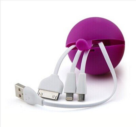 Aeoss Multiple Travel USB Adapter USB 8 Pin USB to Micro USB USB to 30 pin Charging Purple Color