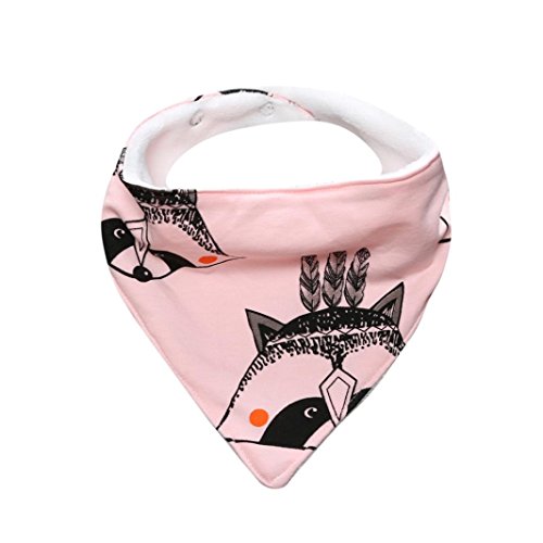 Decorie Baby Kids Lovely Pattern Design Triangle Towel Feeding Bibs (Pink)