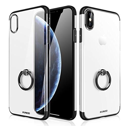 XUNDD - Carcasa para iPhone XS MAX, con Soporte para Anillas, función Atril, rotación de 360 Grados, Ultra Fina, Delgada, rígida, para Apple iPhone XS MAX, Negro, iPhone XS MAX