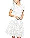 Produktbild hippolo Damen Sexy Casual Sommer Spitze rund Hals kurze Ärmel Prinzessin Kleid Party Ballkleid weiß S