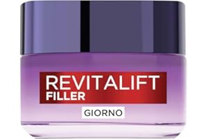 L'OREAL PARIS L'Oréal Paris Crema Viso Giorno Revitalift Filler, Per Tutti i Tipi di Pelle, Azione Anti-Rughe, Pelle Rimpolpata a Lungo, con Acido Ialuronico Concentrato, 50 ml