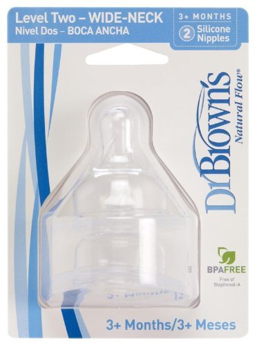 Dr. Brown's 2 Pack Natural Flow Level 2 Wide Neck Nipple Kids, Infant, Child, Baby Products