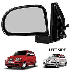 CARTEK Left Door Side View Mirror for Santro Xing with Lever (Passenger Side Adjustable Mirror) (D/M XING) (Black)