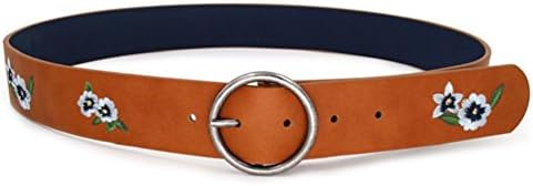 KKYLOVEJ National Style Women's Fashion Accessories Embroidered Belt Fresh Flower Round Buckle