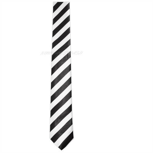 UNISEX MONO CHROME TIES NEON PARTY SCHOOL TIE FANCY DRESS DANCEWEAR CLOTH[Blk/White]