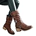 Produktbild TianWlio Stiefel Frauen Herbst Winter Schuhe Stiefeletten Boots Runde Zehen Schuhe Europäische Warme Feste Quaste Retro Stiefeletten Gelb 36