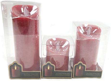 Battery Powered Red or Ivory Flicker Real Wax Pillar Church Candle Light Display[Red,Large (7.5 x 20cm)]