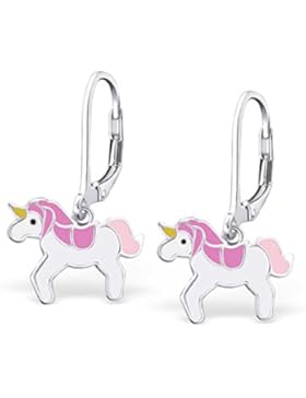 SL-Collection Ohrringe Kinderohrringe pinkes Einhorn 925 Silber