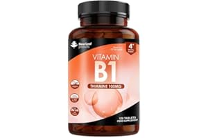 NEW LEAF PRODUCTS Vitamin B1 Thiamine Supplement 100mg (4 Months Value Supply) Thiamine Vitamin B1 High Strength – Heart Health, Healthy Nervous System, Immune Health, Energy Release Vegan, Gluten-Free, UK,120 Tablets