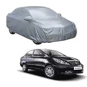 AutoRetail Car Body Cover for Tata Manza (2013) (Mirror Pocket, Double Stiched) (Silver Matty)