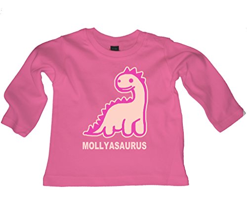 Personalised Dinosaur baby girls and toddler long sleeved t-shirt- Your name asaurus
