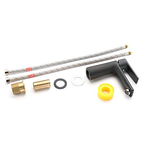 ubeegol Schwarz Waschtischarmatur Waschbecken Wasserhahn Badezimmer Badarmatur Mischbatterie Bad Einhebelmischer Waschtischbatterie Waschbeckenarmatur Einhandarmatur Einhebelarmatur Badarmaturen - 7