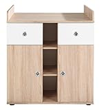 Babyzimmer Kinderzimmer komplett Set WIKI 6 in Eiche Sonoma / Weiß Komplettset mit grossem Kleiderschrank, Babybett, Lattenrost und Wickelkommode mit Wickelaufsatz - 4