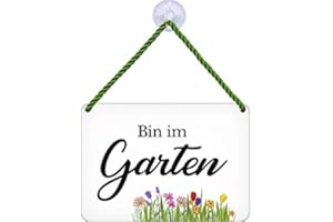 BLECHWAREN FABRIK BRAUNSCHWEIG GMBH Blechwarenfabrik Braunschweig Kultschild Bin im Garten aus Blech Mehrfarbig, Maße: 16,5cm x 11,5cm x 0,6cm, KH024