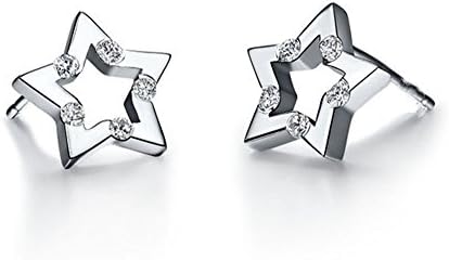 findout sterling silver star diamond earrings (f1518), size ;. 10mm x 10mm