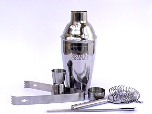 Skyline Cocktail Martini Shaker Set - Professional Bartender Kit Comes Complete With Strainer, Stirrer, Measures And Complimentary Recipe Booklet - Perfect Gift For Mixing Drinks At Home