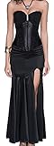 90 % Polyester, 10 % Elastan R-Dessous sexy Corsagenkleid Corsage + Rock Mini Kleid schwarz lang Cocktailkleid Partykleid Abendkleid Gothic Groesse: S