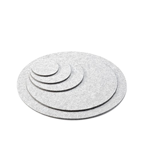 Filz Untersetzer Platzset Tischset Scheibe Farbe hell grau meliert 100% Merino Filz 5mm (Ø 15 cm) - 3