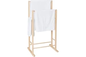 MOTTINOX Porta Asciugamani da Terra, Legno 100% Faggio, 2 Bracci, 41 x 31,5 x 80h cm