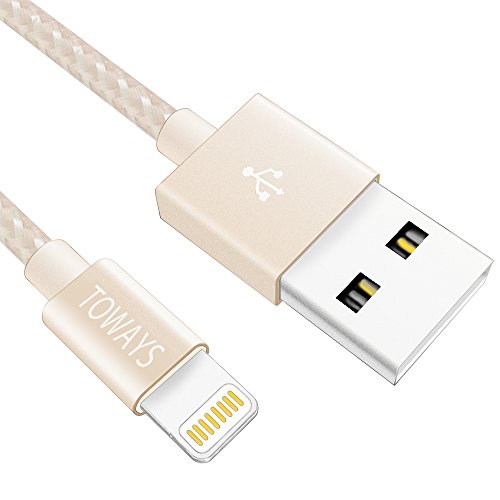 Lightning Kabel Toways iPhone Ladekabel [Apple MFi zertifiziert] Nylon USB Datenkabel für iPhone 7 / 7 Plus / 5 / iPhone 6 / iPhone SE / 6 / 6 Plus / 6s / 6s Plus / 5 / 5c / 5s, iPad Pro Air Air 2 mini2 mini3 4th Gen, iPod Nano 7th Gen, DJI Mavic Pro Drone - 2m Golden