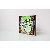 Foto auf Holz, im Quadrat, 13x13 Graffiti mit einem grünen Männchen handmade