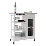 Happy Home Chariot de cuisine chariot de micro-ondes avec tiroirs fermable avec serrure tiroirs pour vins Armoire de stockage plan