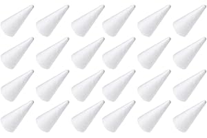 Happyyami 10cm/24pcs Coni di Schiuma per Fai da Te Arti e Mestieri Coni di Schiuma di polistirene Bianchi Materiali per lartigianato dellalbero di Natale