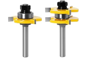 Bestgle 2 Piezas Brocas de Lengüeta y Ranura 8 mm, Brocas de Lengüeta y Ranura Herramienta de Fresado de Madera de Corte de la Máquina de Grabado