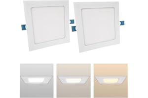 MAKA CHANGE YOUR LIFE QUALITY Faretto Led da Incasso Quadrato luce Bianca,(3,6,12,18,24W)-(luce calda, naturale, fredda), diametro foro da 75 a 285 mm ideale per soffitto, segnapassi, scale (3000K-4000K-6500K, [x2] 18 watt)