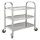 【Material】 Acero inoxidable de alta calidad. Este material le da a nuestro producto un bonito color, este carrito también es una hermosa decoración.