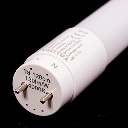 Taloya LED T8 Tube Diffuse 60 cm 10 W 120 cm 18 W | 150 cm 24 W Neutral or Cool White Extra Bright 120LM/W 80RA M 320 ° Beam Angle/A + +/Side Feed DIN EN 62776 LED Starter Dummy Replacement Fluorescent Suitable for Wet Room Tray | Unbreakable Chip Protector/100 V – 240 V/840 850 860 | Retrofit Modern 120cm neutral-weiß