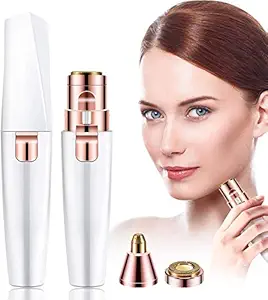 Painless Face Body Hair Remover Epilator Rechargeable Electronic Eyebrow Trimmer Portable Hair Removal Razor for Face Lips Nose Facial Hair Removal for Man/Women (White)