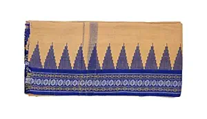 Handloom Saga Sambalpuri Pure Cotton Handwoven Gamcha / Bath Towel of 2.5 Meters in Light Beige Colour for Men Women Boys & Girls. EDGAM-05