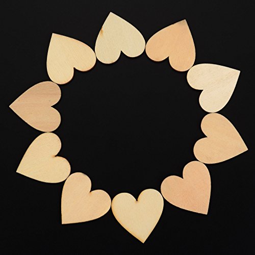 Satinior 120 Stücke Holz Kreise und Holzform Herz Verschönerungen Holzverzierungen mit Braunem Rand für Kunsthandwerk DIY Dekoration, 40 mm im Breit - 5