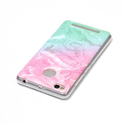 Funda XiaoMi RedMi 3S AllDo Carcasa Dise  o del Patr  n de M  rmol Funda Suave Gel de TPU Carcasa Flexible Lisa Funda Delgada Ligera Smooth Soft Case Cover Anti-rasgu  os Anti-choque Carcasa Protectora con M  rmol de Moda Duradero Funda de Silicona para XiaoMi RedMi 3S - Rosa Cyan