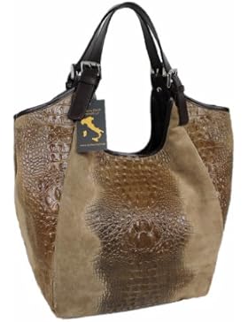 Schultertasche Leder Damen Beutel Tasche große Leder-tasche Handtasche XL Shopper Echt-Leder Damentasche Henkeltasche...