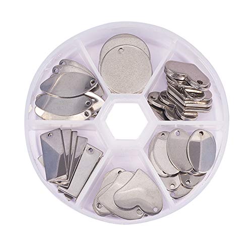 PandaHall Elite 60 Stück 304 Edelstahl Anhänger Sets für Armband Ohrring Anhänger Charms