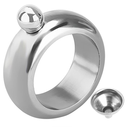 Uarter Stainless Steel Wine Bangle Portable Bangle Bracelet Flask Practical Liquor Flask Bangle with Funnel, Suitable for Pub, Party and Music Festival, Silver