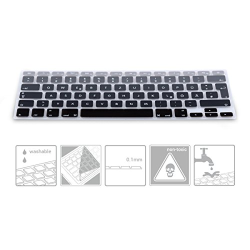 kwmobile Tastaturschutz Apple MacBook Air 13“/ Pro Retina 13“/ 15“ – QWERTZ Silikon Laptop Tastaturfolie – Notebook Tastaturschutzfolie Schwarz Grau - 3