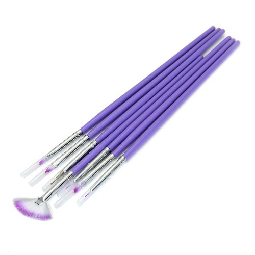 7x Acryl UV Gel Nagel Pinsel Set Gelpinsel Bürste Nail Art Design Pen Brush Lila