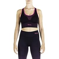 XAED, reggiseno sportivo da donna, colore nero/fucsia, taglia S