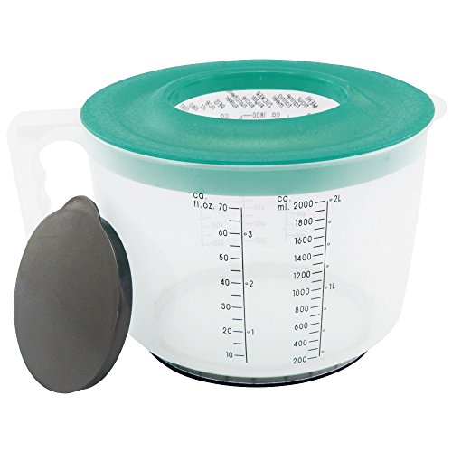 COM-FOUR® Messbecher in türkis, ideal zum Anrühren von Teig und anderen Speisen, Mixbecher mit zusätzlichen Spritzschutzdeckel, 2100 ml (01 Stück – türkis) - 4