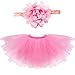 EFE Newborn Baby Girls Tutu Dress Flower Headband Photo Props Costume Outfits (Pink)