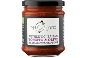 Mr Organic Tomato & Olive Bruschetta Topping 200g - Italian Condiment, Blend of Tomatoes & Olives - Ideal for Bruschetta, Pasta, and Salads - Made with Organic Ingredients - Pack of 1